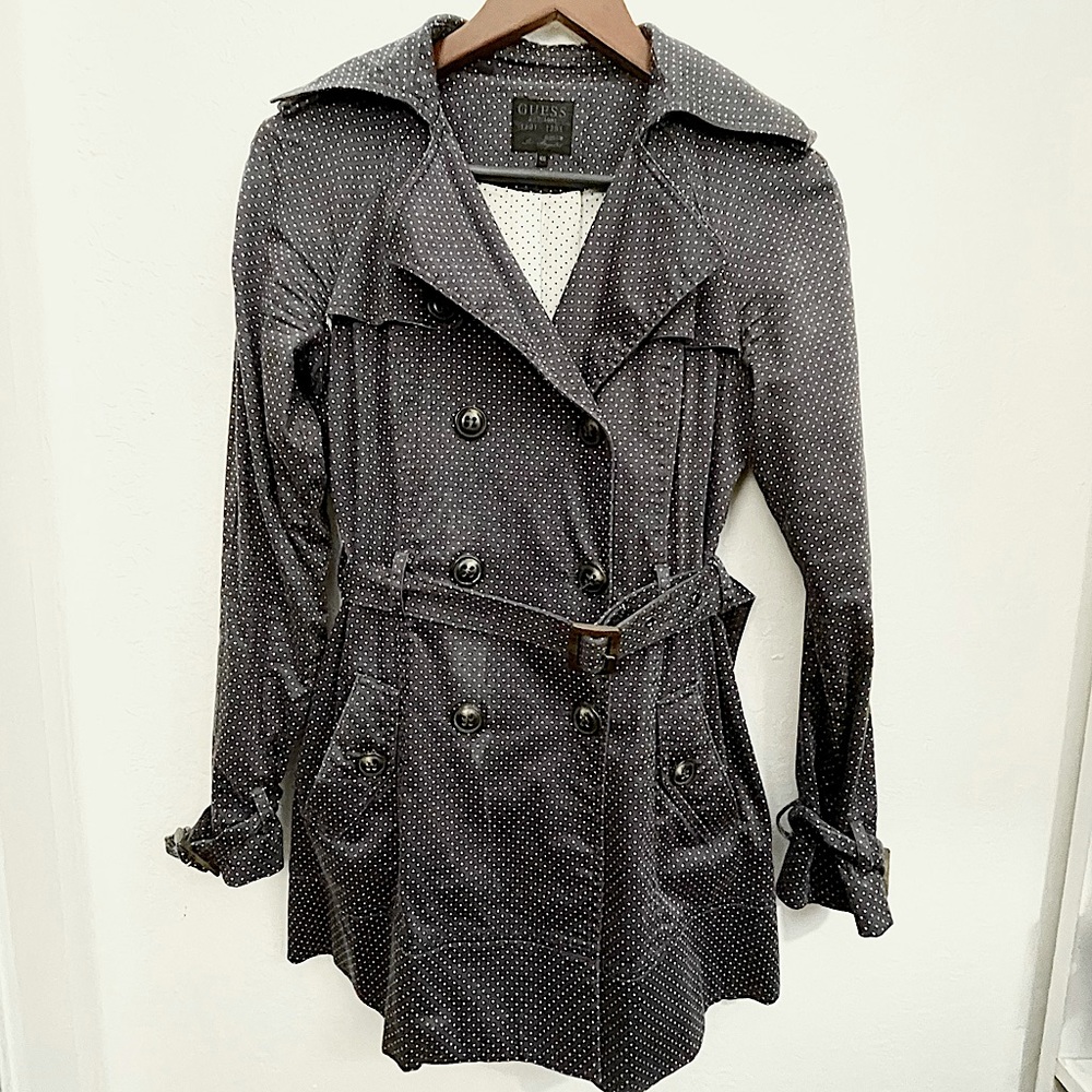 Navy Polka Dot Trench Jacket 🧥